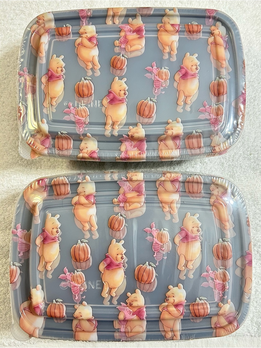 New! 4 Disney Winnie The Pooh Autumn Pumpkins Meal Prep Food Container Sets